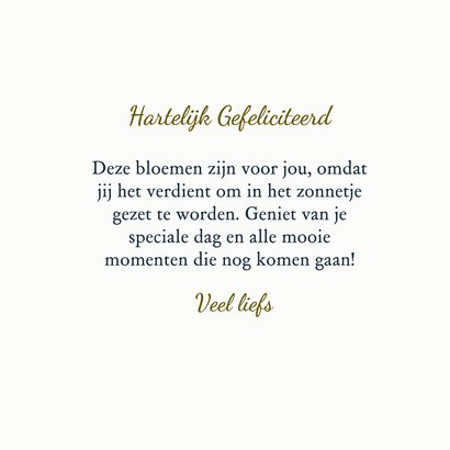 Verjaardagskaart gouden vaas met gele bloemen 3