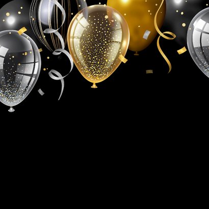 Verjaardagskaart gouden zilveren ballonnen 90 jaar 2
