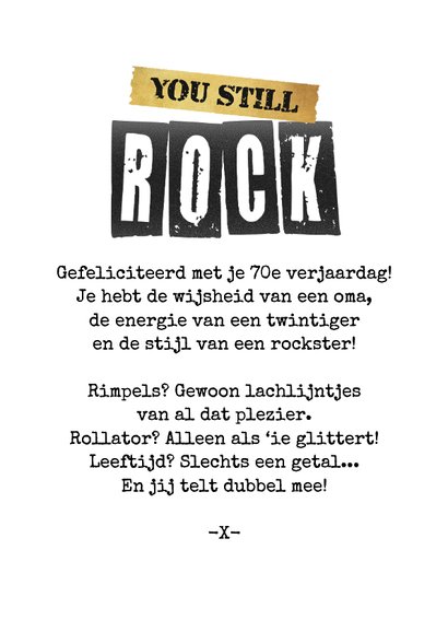 Verjaardagskaart grappig oude vrouw rockt 70 jaar stoer 3