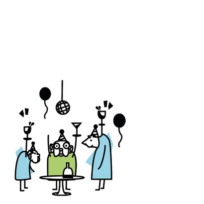 Verjaardagskaart grappige illustraties oud mannetje 2