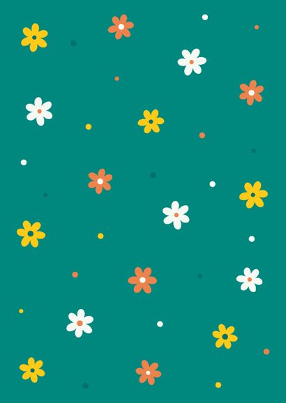 Verjaardagskaart groen met bloemen 2
