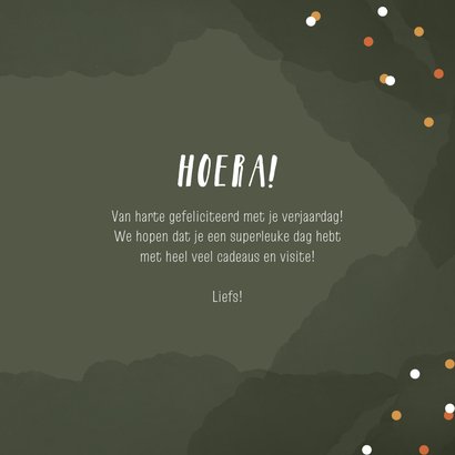 Verjaardagskaart groen met dinosaurus cadeautje en foto 3