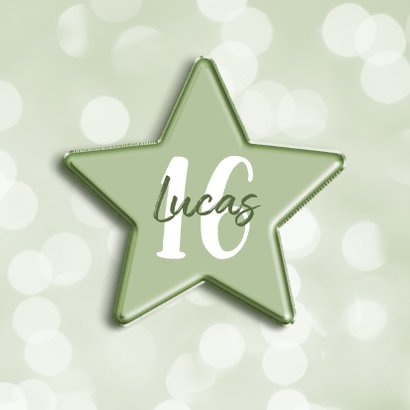 Verjaardagskaart groen met leeftijd in folieballon ster 2
