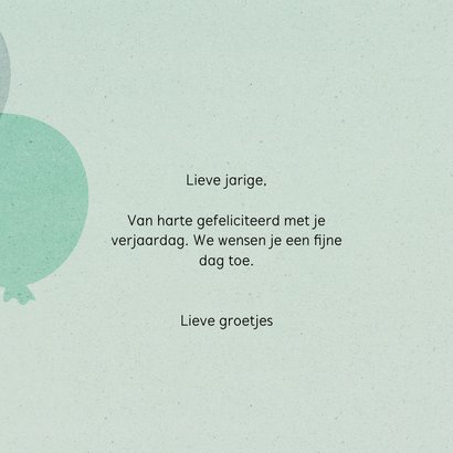 Verjaardagskaart groene ballonnen met leeftijd 3