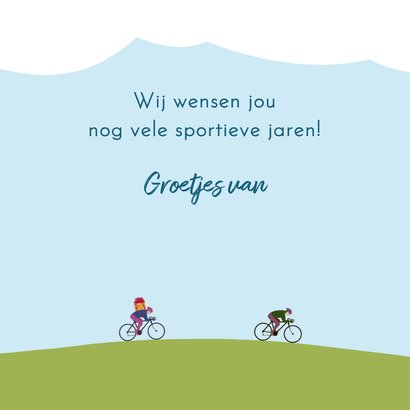 Verjaardagskaart - Groep wielrenners met slingers 3