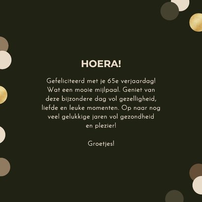 Verjaardagskaart grote 65 confetti leeftijd groen goud 3