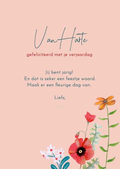 Verjaardagskaart hand met mooi bloemen boeket 3
