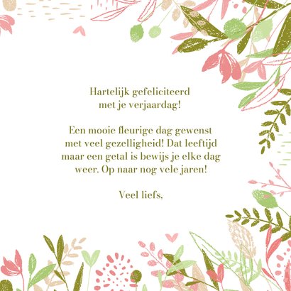 Verjaardagskaart handgetekend feestelijke bloemen & leeftijd 3