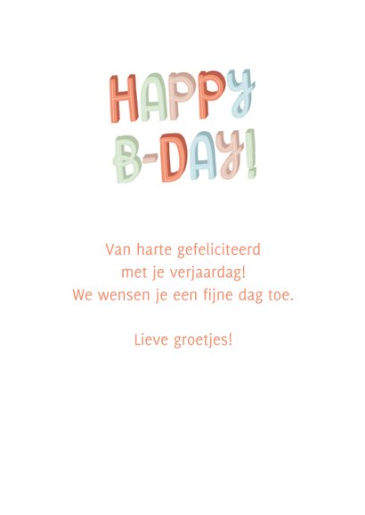 Verjaardagskaart Happy B-day met confetti 3