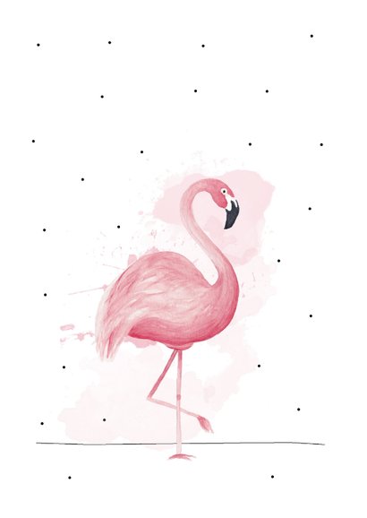 Verjaardagskaart happy bird-day met roze flamingo  2