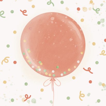 Verjaardagskaart happy birthday ballon met confetti 2