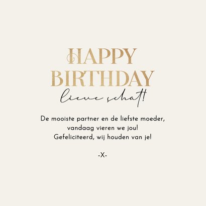 Verjaardagskaart happy birthday fotocollage confetti goud 3