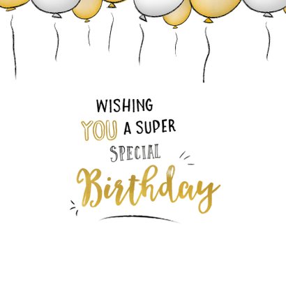 Verjaardagskaart happy birthday to you en gouden ballonnen 2
