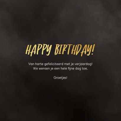 Verjaardagskaart happy birthday to you zwart goud typografie 3