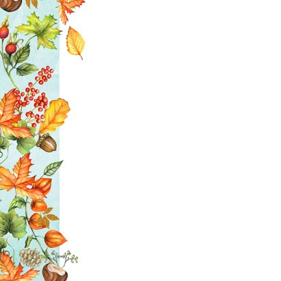 Verjaardagskaart herfstblad met paddestoelen 2