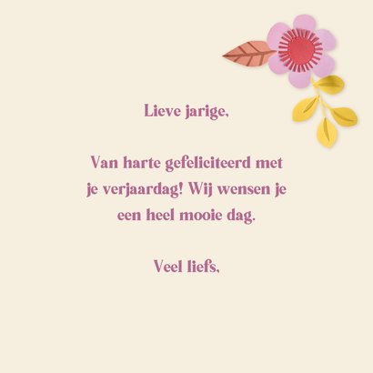 Verjaardagskaart herfstbladeren en bloemen 3