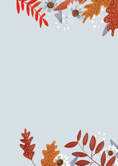 Verjaardagskaart herfstbladeren meisje 2