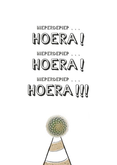 Verjaardagskaart hieperdepiep... hoera! met feestmuts 2