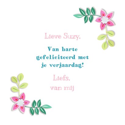 Verjaardagskaart Hip Hip Hooray bloemen 3