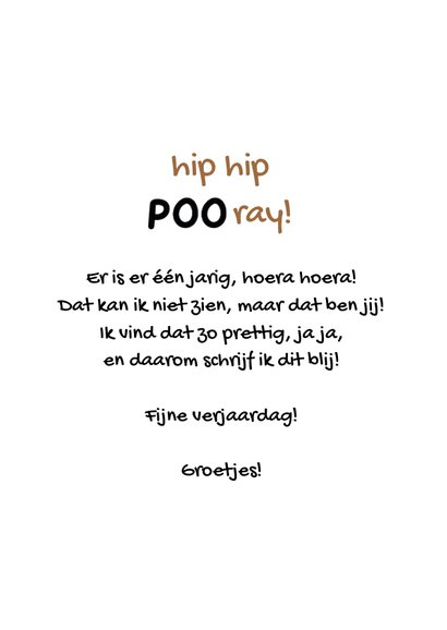 Verjaardagskaart hip hip pooray met drol 3