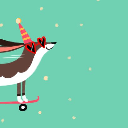 Verjaardagskaart hippe teckel op skateboard roze 2