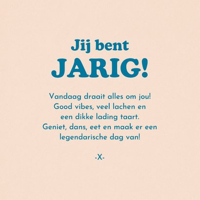 Verjaardagskaart hoera groovy blauw beige modern typo 3