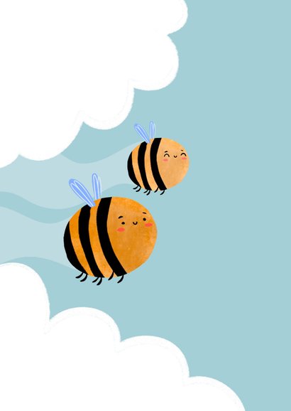 Verjaardagskaart hommel met taart 2