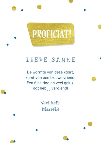 Verjaardagskaart hond feest humor confetti goud 3