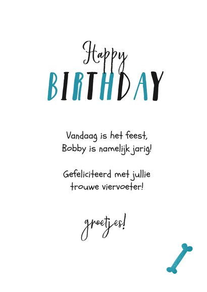 Verjaardagskaart hond happy birthday foto botjes feest 3