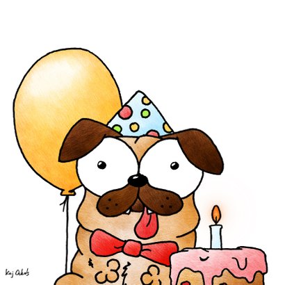 Verjaardagskaart hond - Leeftijd is als een pug 2