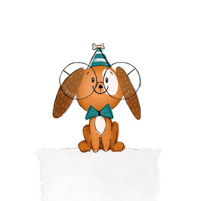 Verjaardagskaart hond met bril 2