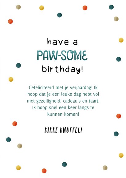 Verjaardagskaart honden, confetti Have a Paw-some birthday! 3