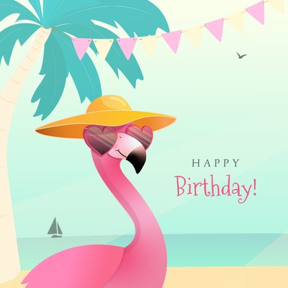 Verjaardagskaart humor fabulous flamingo tropisch bloemen 2
