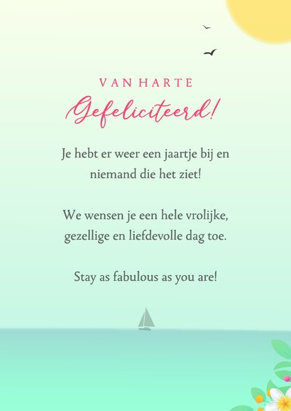 Verjaardagskaart humor fabulous flamingo tropische bloemen 3