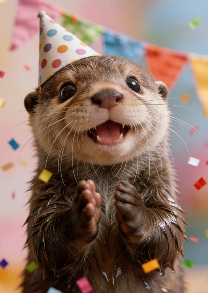 Verjaardagskaart humor otter an-otter year older confetti 2