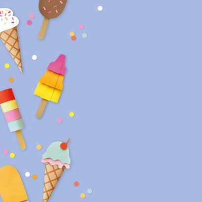 Verjaardagskaart ijsjes en confetti 2