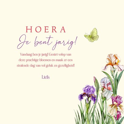 Verjaardagskaart irisbloemen 3