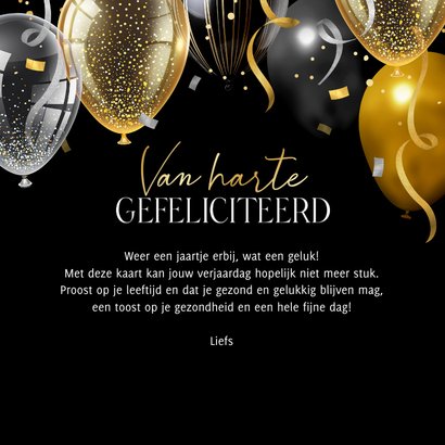 Verjaardagskaart jarige collega ballonnen confetti slingers 3