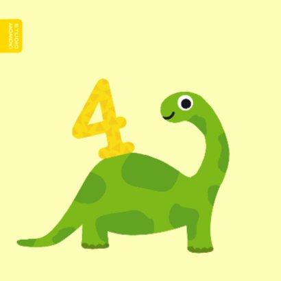 Verjaardagskaart jongen - 4 jaar dinosaurus 2