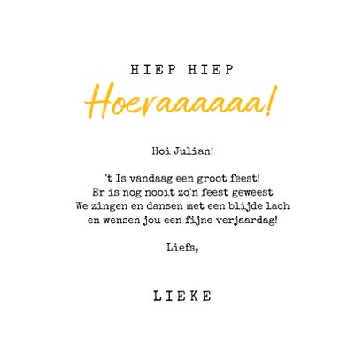 Verjaardagskaart jongen meisje hip banaan foto confetti 3