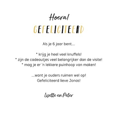 verjaardagskaart jongen okergeel met spetters 3