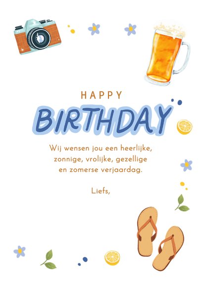 Verjaardagskaart juli felicitatie zomer man jongen 3