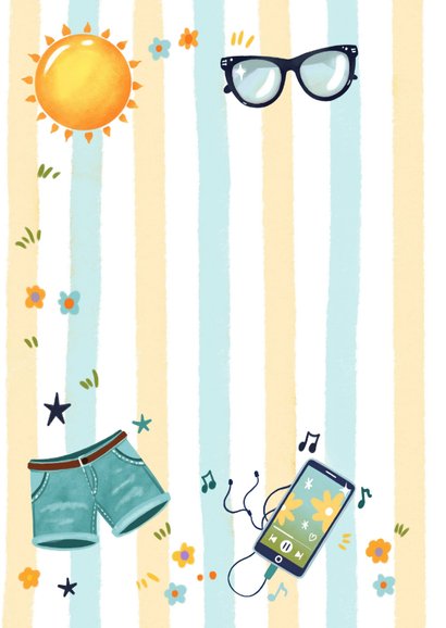 Verjaardagskaart juni felicitatie zomer man jongen 2