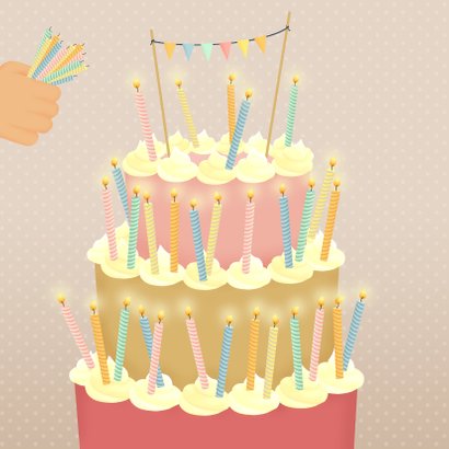 Verjaardagskaart kaarsjes taart Kaartje2go