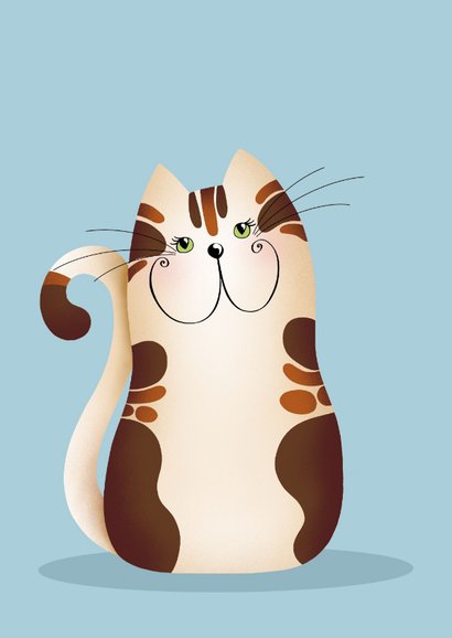 Verjaardagskaart - Kat met bloemen in zijn mondje 2