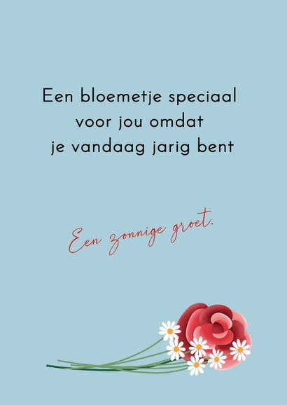 Verjaardagskaart - Kat met bloemen in zijn mondje 3