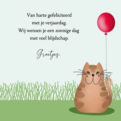Verjaardagskaart - katten met ballonnen 3