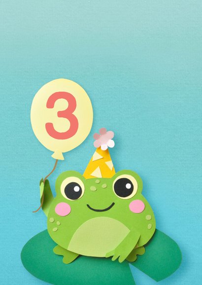 Verjaardagskaart kikker met ballon 2