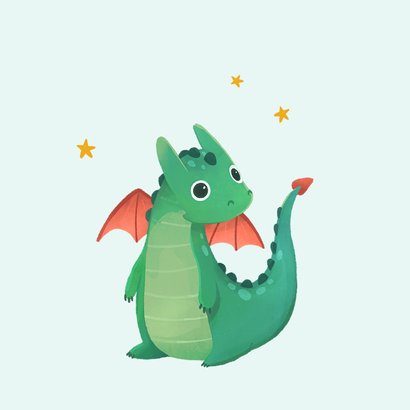 Verjaardagskaart kind draakje sterren hoera sprookje 2