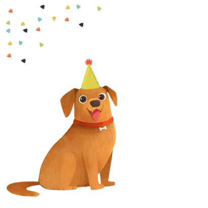 Verjaardagskaart kind jongen meisje 4 jaar hond feest 2